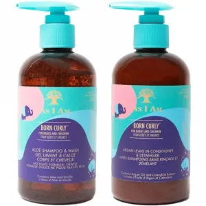 As I Am Born Curly Aloe Shampoo & Conditioner for Babies & Children Twin 2 x 240ml