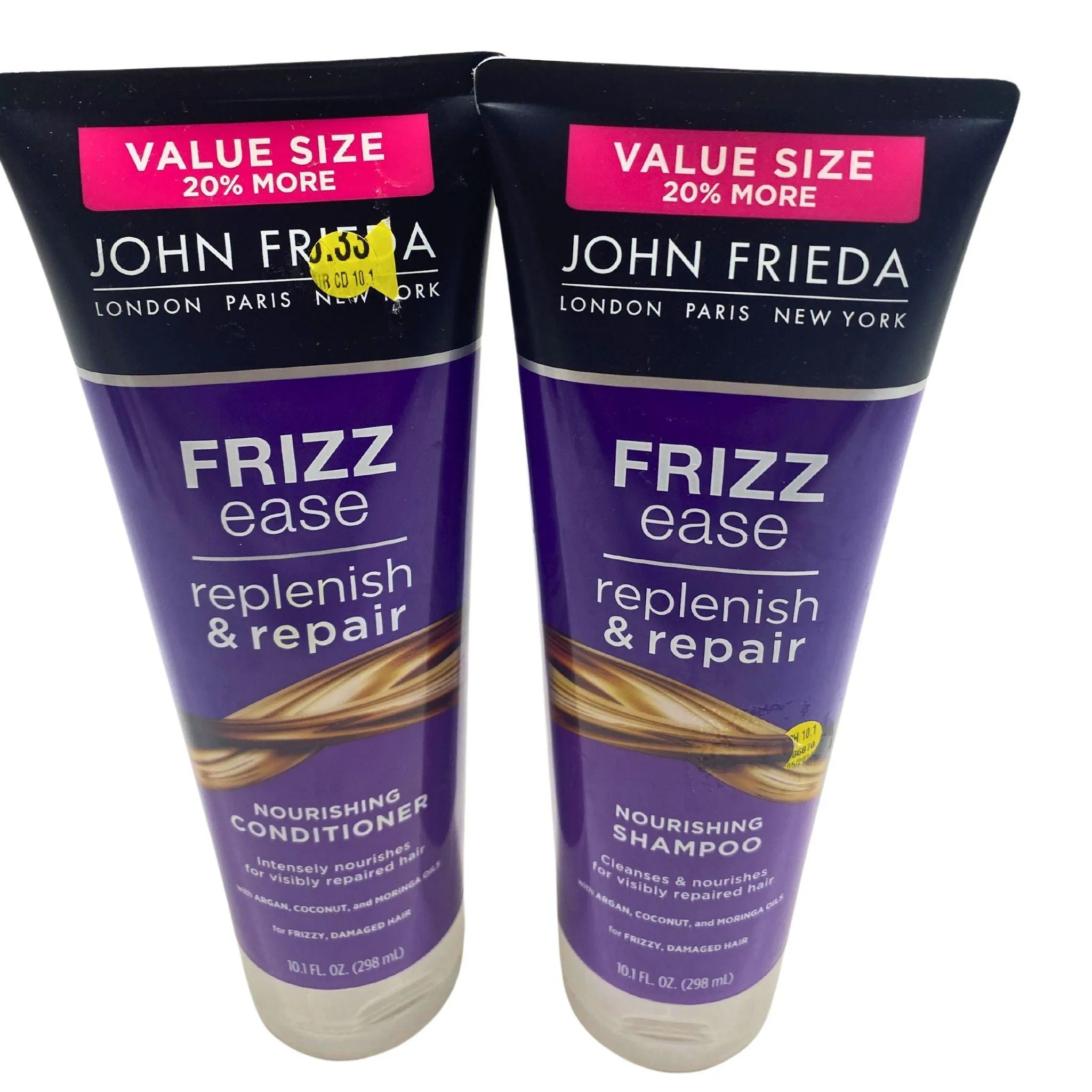 John Frieda Frizz Ease Replenish & Repair Nourishing Shampoo & Conditioner 10.1 FL OZ (34 Pcs Lot)