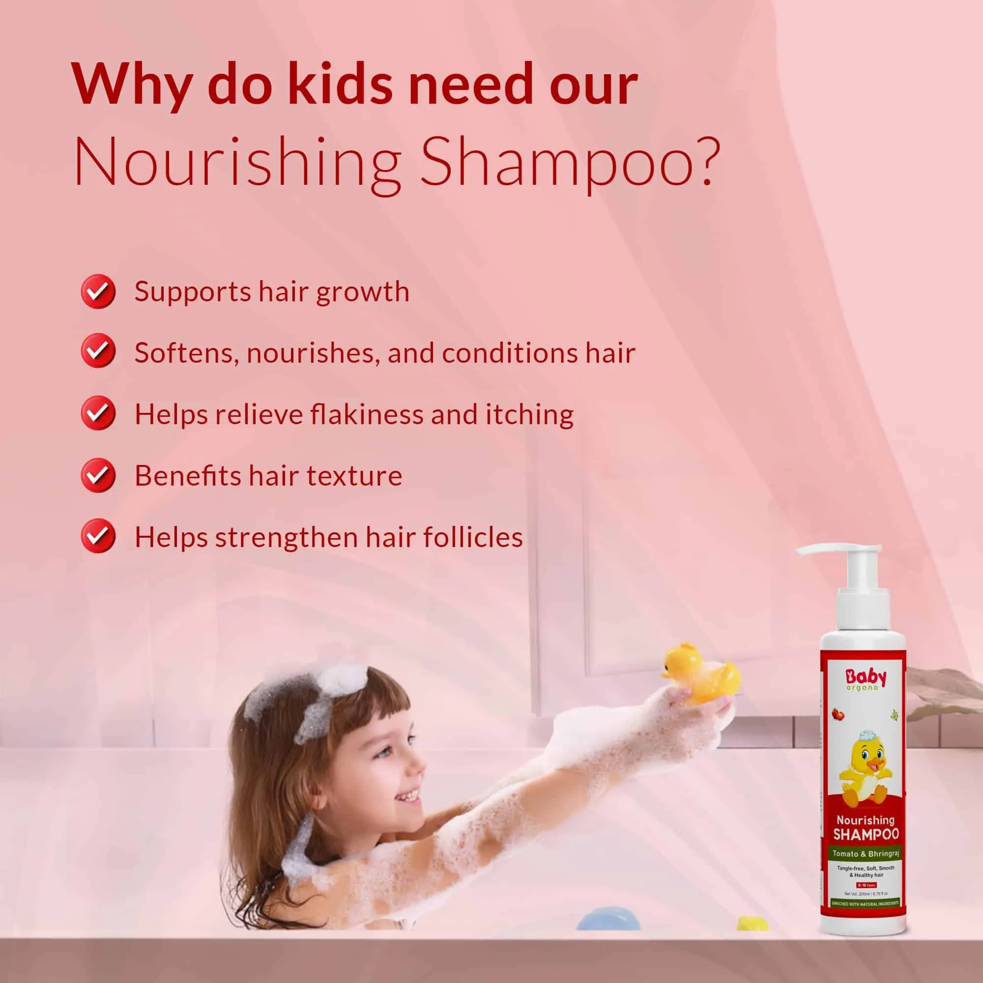 Nourishing Baby Shampoo | Tangle Free, Soft , Smooth & Healthy Hair (0 to 15 Years)