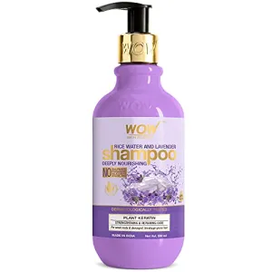 WOW Skin Science Rice Water Shampoo with Rice Water, Rice Keratin & Lavender Oil for Damaged, Dry and Frizzy Hair |No Sulphate & Parabens | No Silicones and Synthetic Color | For Men & Women - 300 ml